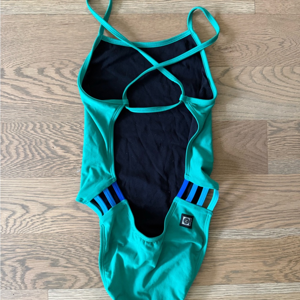 Green Jolyn One Piece with Blue Cutouts